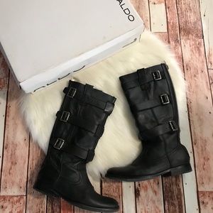 Aldo Boots Knee High Gurrero Black Buckle